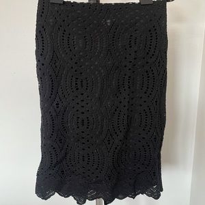 Black lace pencil skirt